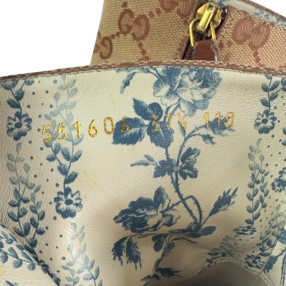 GUCCI Brown Canvas Logo Marmont Monogram Ankle Boots 37.5 - 7.5US - Picture 8 of 11